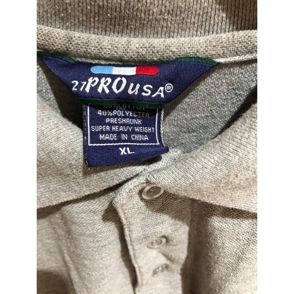 Mens Short Sleeve Fashion Polo Shirt XL Gray 27Pro Usa Collar Half Button - Picture 2 of 4